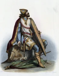 Charles Martel (688-741) Duque da Austrália- em "Le Plutarque francais", de Mennechet, Paris