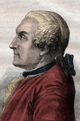 Charles de La Condamine (1701-1774), explorador e cientista francês - Retrato de Charles Marie de La Condamine (1701-1774), explorador e cientista francês - ilustração tirada de "The Grands Mariners of the 18 century" (Os Grandes Marinheiros do século XVII