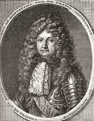 Charles de Sainte-Maure, duque de Montausier, 1610-1690. Soldado francês e governador do delfim, Luís, o Grande Delfim. De Les Heures Libres, publicado em 1908.