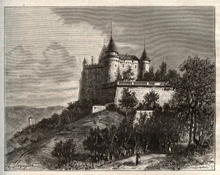 Chateau de Mercues - Cahors - gravura em "La France illustree: geography, history, statistical administration" de V.A. Malt-Brown. 1884