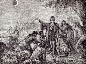 Cristóvão Colombo prevendo o eclipse da Lua aos habitantes da Jamaica em 1504