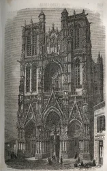 Igreja Saint-Vulfran (Saint Vulfran) antigo colegial em Abbeville no departamento do Somme na França - gravura em "Histoire de France" de Victor Duruy (1811-1894) - 1882