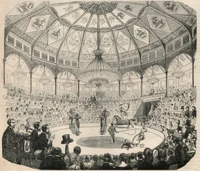 Cirque National des Champs Elysees no século XIX - Gravura em "Tableau-de-Paris" de Edmond Texier 1852