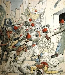 Guerra Civil em Marrocos, ilustração da capa do Le Petit Journal, 18 de janeiro de 1903
