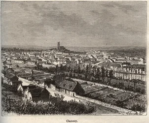 Clamecy - Nievre - Borgonha - gravura em "La France illustree: geography, history, statistical administration" de V.A. Malt-Brown. 1884