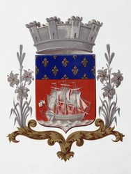 Escudo de armas da cidade de Paris: Royalty (Luís XVIII e Carlos X) - Cartas Patentes de 20 de Dezembro de 1917 - no "Armorial National de France", de H. Traversier, Paris