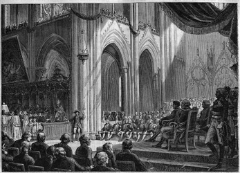 Concordata de 1801 - Reintrodução dos Ritos Católicos, Páscoa, 8 de Abril de 1802 Notre-Dame de Paris - Restauração oficial dos cultos na presença de Bonaparte: Te deum a Notre-Dame