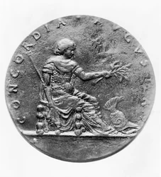 Concordia, no verso de um medalhão mostrando Luís XI (bronze)