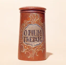 Recipiente para Opium Thebaic (madeira pintada)