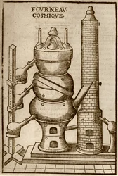 Forno Cósmico, de La Theotechnie Ergocosmique por Annibal Barlet (1653) ilustrado em uma história da magia publicada no final do século XIX