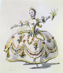 Figurino para Ceres, fac-símile feito por A. Guillaumot Fils (gravura colorida à mão)
