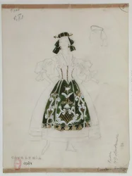 Figurinos para ópera Cavalleria Rusticana de Pietro Mascagni (1863-1945) (lápis e wc sobre papel)
