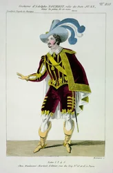 Traje para Adolphe Nourrit (1802-39) no papel de Don Giovanni na ópera daquele nome, gravada por Maleuvre, imprimida por Hautecoeur-Martinet