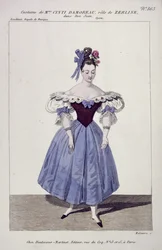 Traje para Madame Cinti Damoreau no papel de Zerlina em Don Giovanni, gravado por Maleuvre, imprimido por Hautecoeur-Martinet