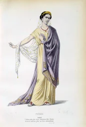 Figurino para a personagem de Phedre na peça homônima de Jean Racine (1639-1699) Paris do século XIX, comédia francesa