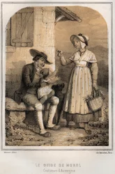 Trajes de Auvérnia - O guia de Murol - gravura em «Os serões do meu tio: memórias e relatos de viagens», de Moring Michel - Finais do século XIX