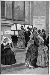 Cour des Tuileries: Os resultados dos exames de admissão no Hotel de Ville de Paris para jovens raparigas em 1887.