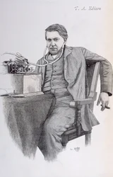 Ilustração de capa de La Revue Illustree representando Thomas Alva Edison, 1889