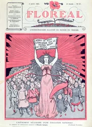 Capa da revista Floreal celebrando o quadragésimo aniversário de Ecoles Laiques na França, em 2 de julho de 1921