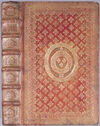Capa das obras de Tácito (55-120) com o brasão de Louis XIV (1638-1715) (couro estampado)