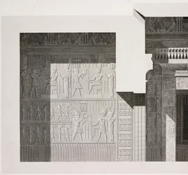 Corte transversal do Pequeno Templo do Sul, pormenor, Complexo do Templo de Karnak, Tebas, Luxor, Egipto