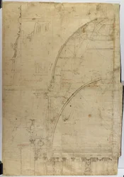 Seção transversal da cúpula da Catedral de St. Pauls, como construído, dando medidas