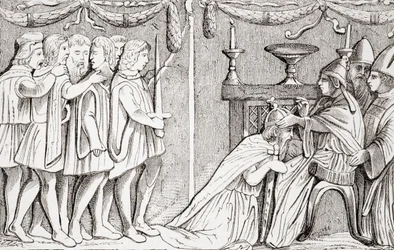 Coroação de Sigismundo como imperador do Sacro Império Romano-Germânico pelo papa Eugénio IV em 1433, de «L