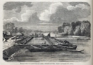 Represa irrompeu na Sena em SURESNES em 1866 - Gravura - Le Monde Illustré 1866