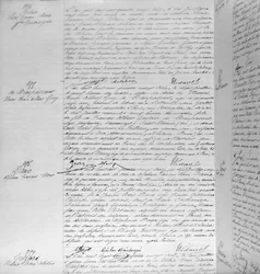 Certidão de óbito de Guy de Maupassant (1850-93) 7 de julho de 1893 (caneta e tinta no papel) (detalhe) (ver também 199747)