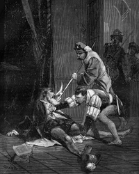 Morte de Petrus Ramus. Pierre de La Ramee Humanista, matemático e filósofo francês (1515 -1572).