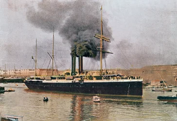 Partida de um navio Messageries Maritimes de Marselha, início do século XX