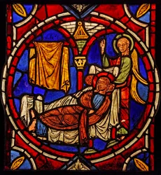 Retratando St Martin - sendo iluminado em seu sono por um anjo (ex Varennes-Jarcy - originalmente da Abadia de Gercy)