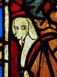 Retratando um cachorro - no painel de St. Paul da Chapelle du Chateau, Rouen