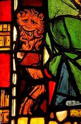 Retratando um leão no painel de São Pedro: da Chapelle du Chateau, Rouen