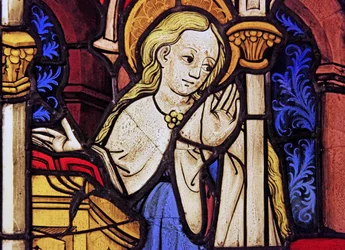 Retratando a Virgem Maria na Anunciação, originalmente do Alto Reno