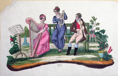Design para um fã representando um concerto ao ar livre, c.1830