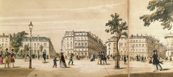 Detalhe de um panorama do Boulevard des Italiens, c.1840 (cor litho)