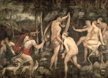 Diana e Actaeon, Escola Fontainebleau, meados do século XVI