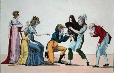 Dindonnade ou The Rival of the Vaccine, c.1800 (gravação colorida)