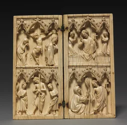 Díptico: cenas da paixão e vida após a morte de Cristo, c.1330-1350