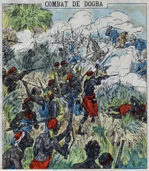 Batalha Dogba entre a força expedicionária do General Dodds e as tropas do Behanzin. Dahomey