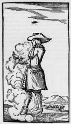Dowser com haste de mergulho deflectora - Rhabdomancie - Explicação da baguete em "La Physique occult, ou Treat de la baguette divinatoire" - Paris 1693 pelo físico da Abbe de Vallemont (Pierre Le Lorrain), numismático e literato francês do 17º