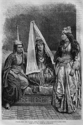 Princesa drusa, da Síria hoje. Viajar para a Fenícia, o Líbano e a Judéia. 1875-1880 de Louis Charles Emile Lortet, 1884 (gravura do bw)