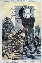 O Duce Benito Mussolini à caça dos organismos e das sociedades que dão início ao orçamento de Estado