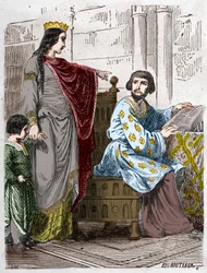 Dinastia dos Capetianos: Constância de Arles (986-1032), Rainha de França, com Robert II, o Piedoso (972-1031).