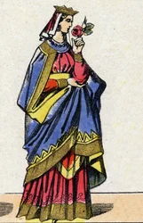 Dinastia dos Capetianos: Retrato de Berthe da Holanda ou Berthe da Frísia (1058-1093) Rainha da França, esposa de Filipe I da França (1052-1108). Imagem epinal do final do século XIX. Coleção particular.