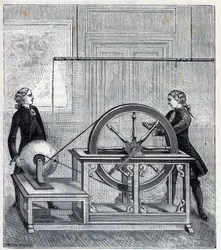 Máquina eléctrica (Gerador) de Francis Hauksbee (1666-1713) aperfeiçoada por Boze l