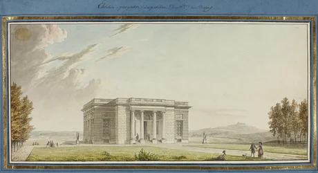Élévation perspective du pavillon de Mde. Du Barry (caneta e tinta preta com aguarela sobre papel)