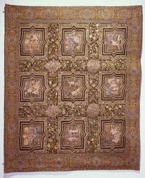 Tapete de mesa bordado com cenas bíblicas, c.1600 (lã e seda sobre tela de linho)