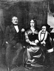 Emile Zola (1840-1902) e seus pais, c.1846